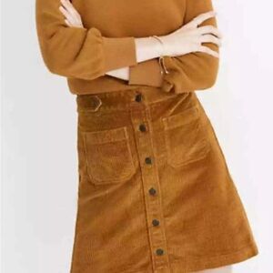 Madewell Tan A-Line Corduroy Mini Skirt